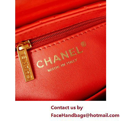 Chanel Shiny Crumpled Calfskin  &  Gold-Tone Metal Mini Shopping Bag AS4416 Orange 2025